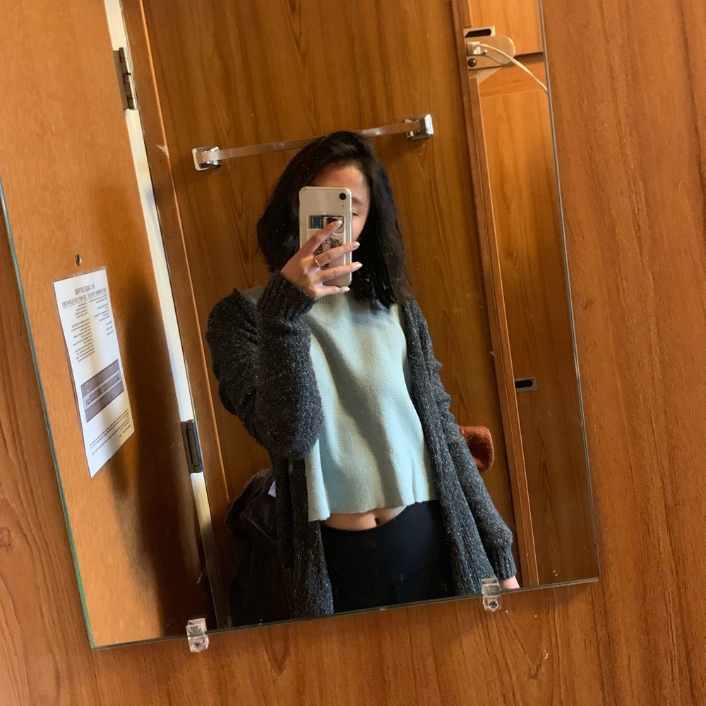 Long Gray Knit Cardigan